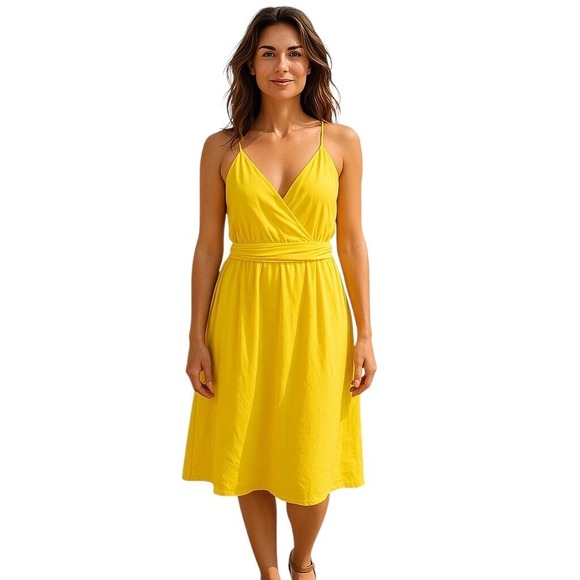 GOOTUCH Dresses & Skirts - GOOTUCH Yellow Sundress  Front Casual Midi Dress Summer‎ Boho Sleeveless XL